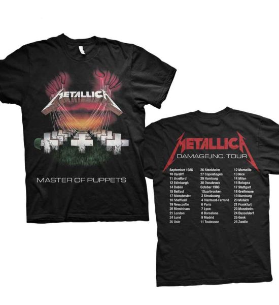 Metallica: Master of Puppets European Tour '86. (Back Print) - Black T-Shirt