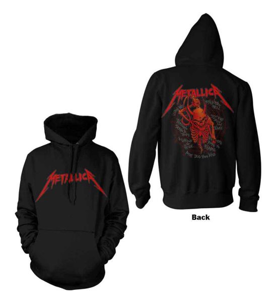 Metallica: Skull Screaming Red (Back Print) - Black Pullover Hoodie