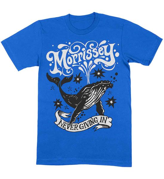 Morrissey: Never Giving In/Whale - Blue T-Shirt