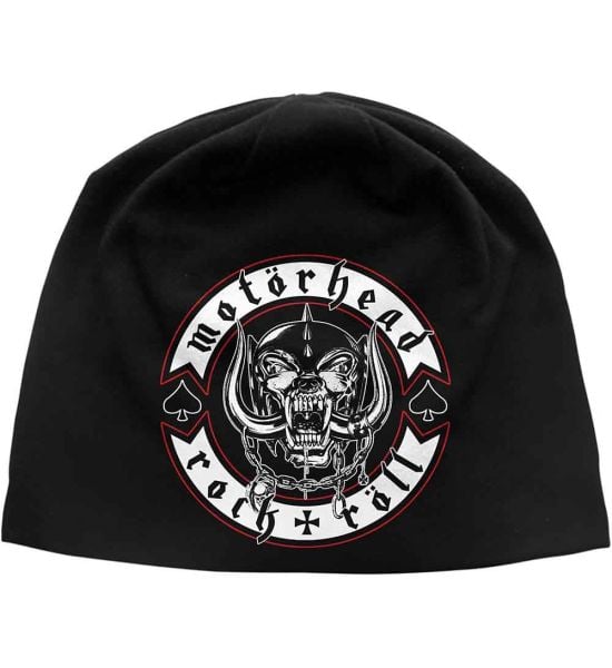 Motorhead: Biker Badge (Discharge Print) - Black Beanie Hat Preorder