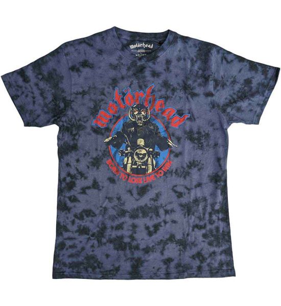 Motorhead: Born To Lose Biker (Dye Wash) - Navy Blue T-Shirt