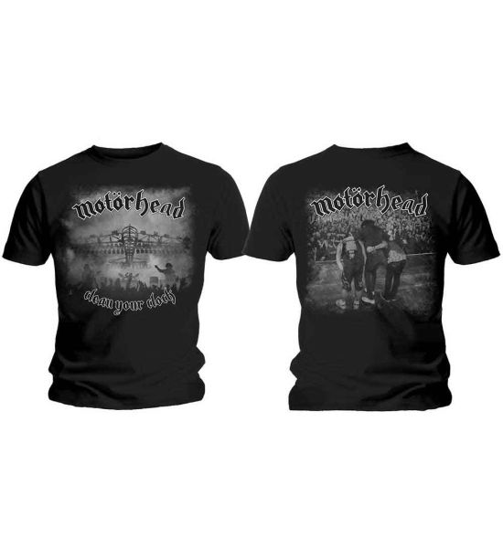 Motorhead: Clean Your Clock B&W (Back Print) - Black T-Shirt