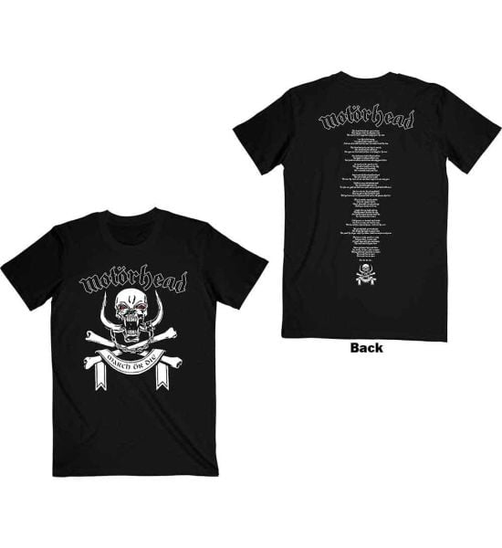 Motorhead: March or Die Lyrics (Back Print) - Black T-Shirt