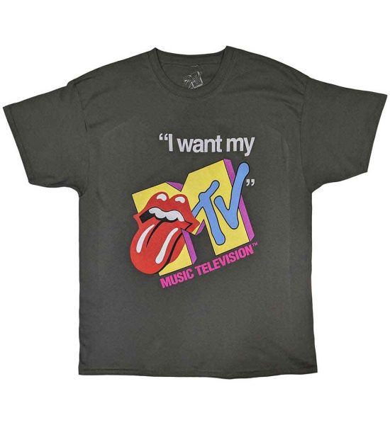 MTV: Rolling Stones I Want My MTV - Charcoal Grey T-Shirt