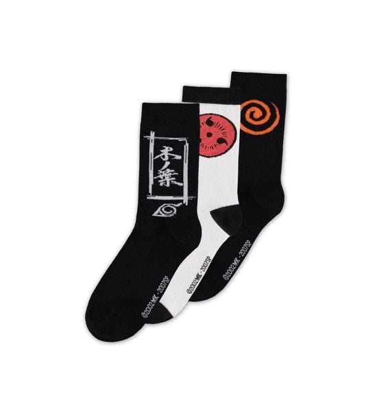 Naruto Shippuden: Sasuke Symbol Socks 3-Pack (43-46) Preorder