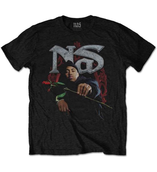 Nas: Red Rose - Black T-Shirt