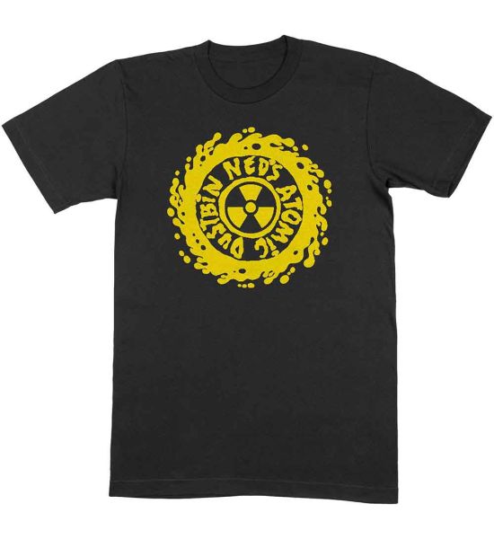 Ned's Atomic Dustbin: Yellow Classic Logo - Black T-Shirt