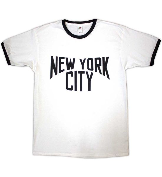 New York City: Text Logo - White Ringer T-Shirt