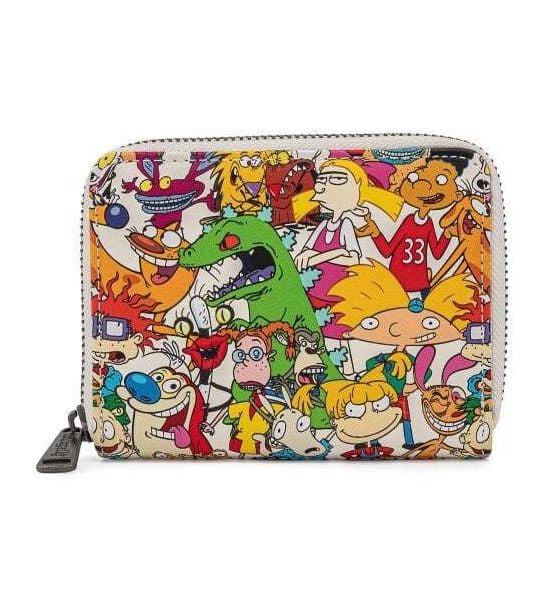 Loungefly Nickelodeon: Nick Rewind Gang All Over Print Zip Around Purse