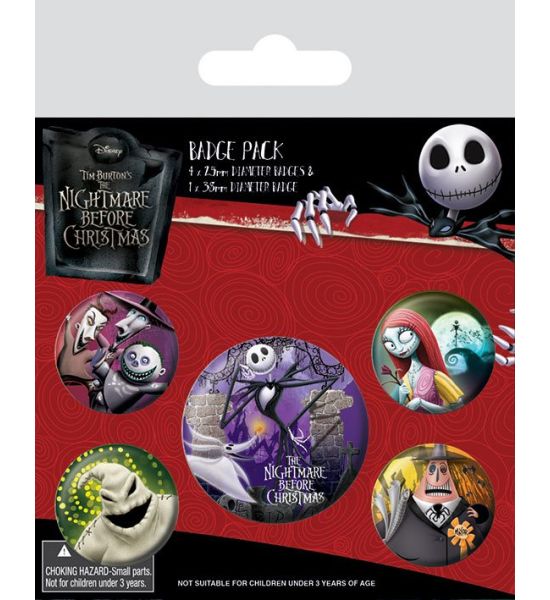 Nightmare Before Christmas: Characters Pin-Back Buttons 5-Pack