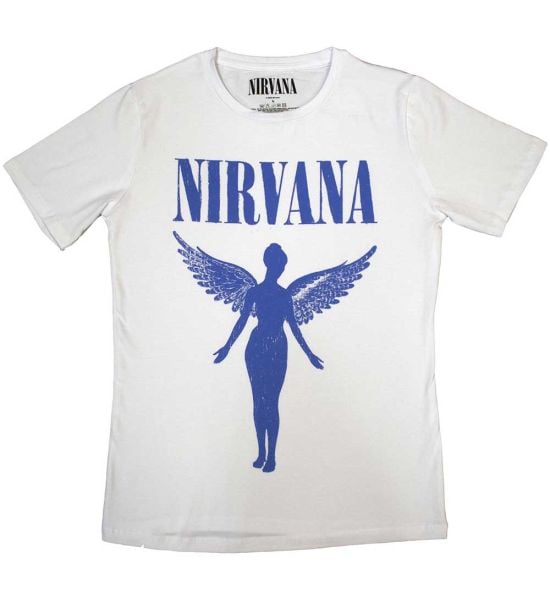 Nirvana: Angelic Blue Mono - Ladies White T-Shirt