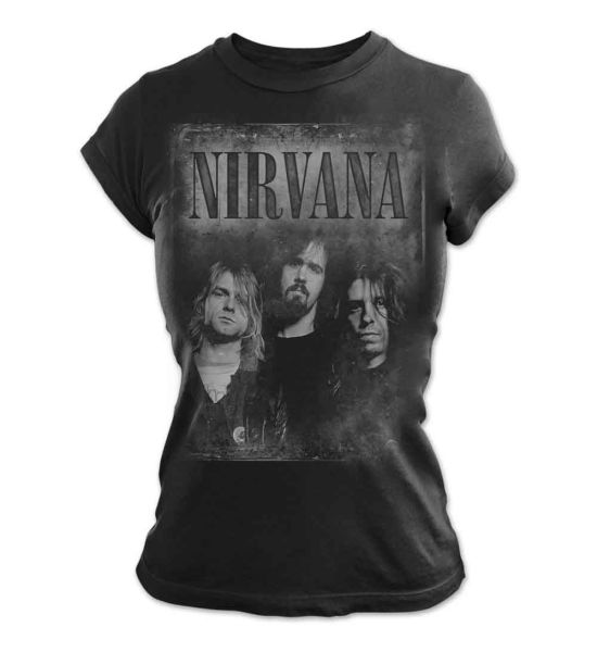 Nirvana: Faded Faces - Ladies Black T-Shirt