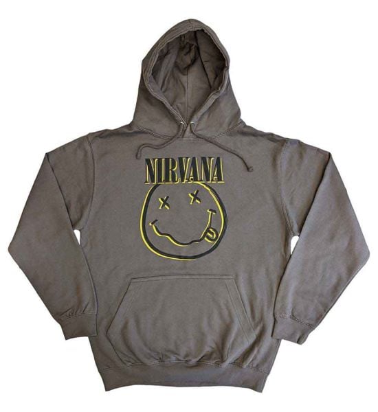 Nirvana: Inverse Happy Face - Charcoal Grey Pullover Hoodie