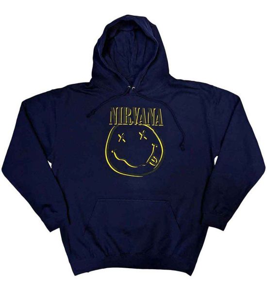 Nirvana: Inverse Happy Face - Navy Blue Pullover Hoodie