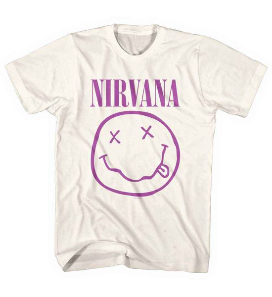 Nirvana: Purple Happy Face - Natural T-Shirt