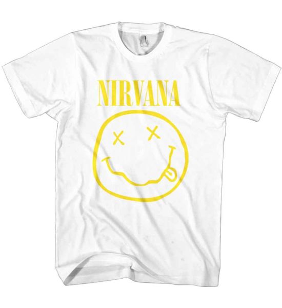 Nirvana: Yellow Happy Face - White T-Shirt