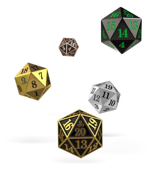 Oakie Doakie Dice: D20 Spindown Metal Dice Set (5) Preorder