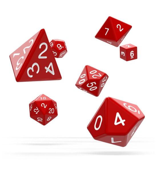 Oakie Doakie Dice: Solid Red RPG Set (7)