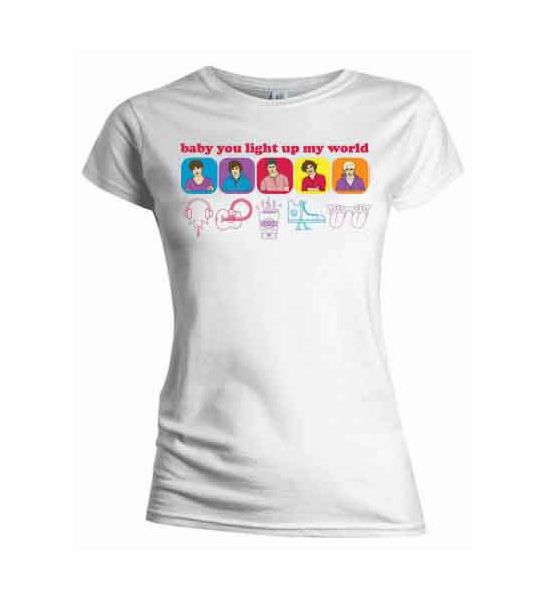 One Direction: Line Drawing (Skinny Fit) - Ladies White T-Shirt