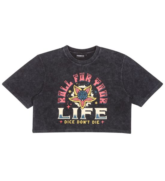 Stranger Things: Roll For Your Life Front Print Crop Tee