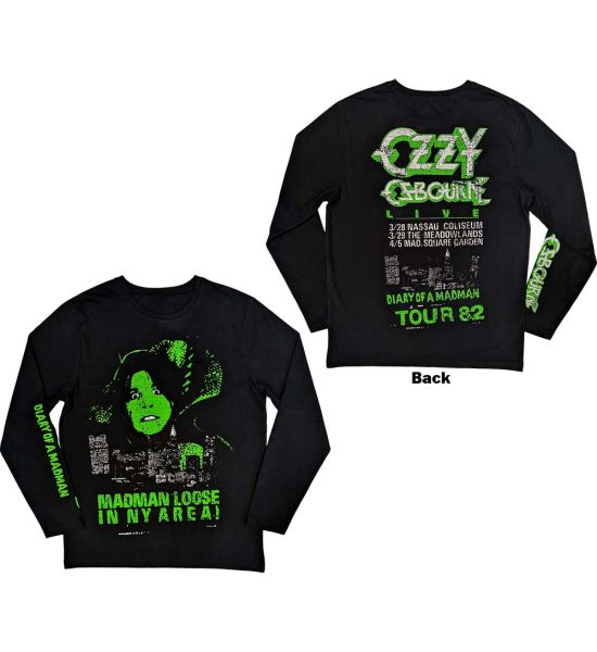 Ozzy Osbourne: Madman Loose (Back Print, Sleeve Print) - Black Long Sleeve T-Shirt