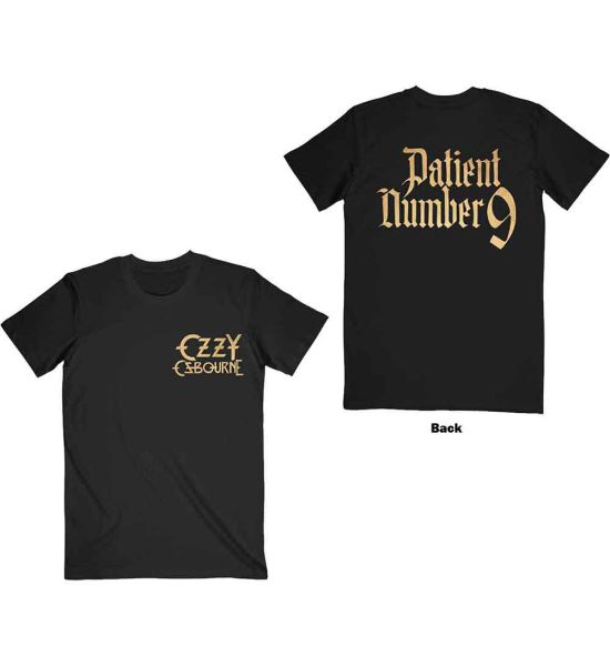 Ozzy Osbourne: Patient No. 9 Gold Logo (Back Print) - Black T-Shirt