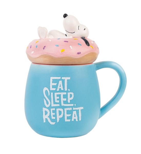 Peanuts: Eat Sleep Repeat 3D Ceramic Mug with Lid Preorder