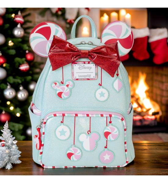 Loungefly: Disney Minnie Holiday Peppermint Ornaments Mini Backpack