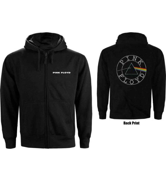 Pink Floyd: Circle Logo (Back Print) - Black Zip-up Hoodie