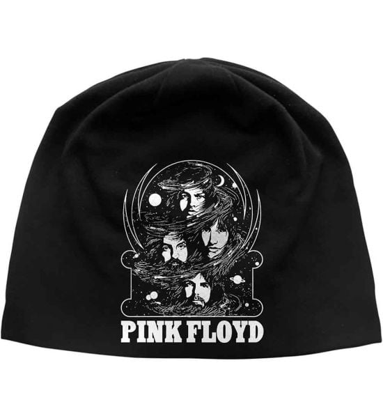 Pink Floyd: Cosmic Faces (Discharge Print) - Black Beanie Hat Preorder