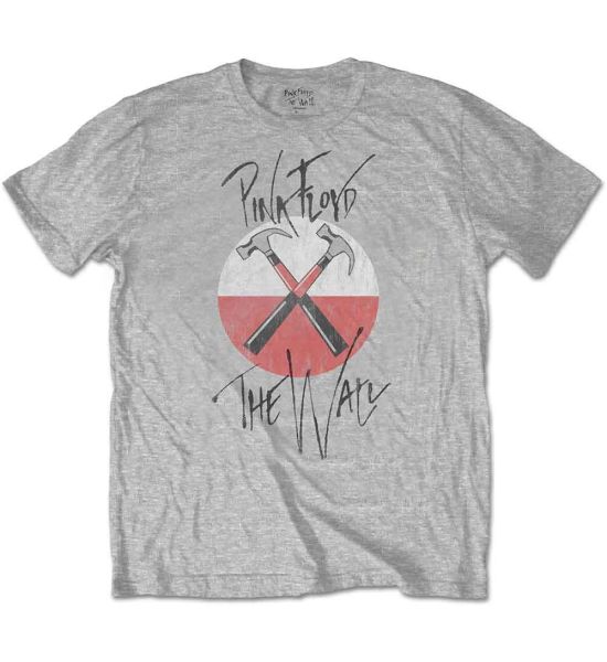 Pink Floyd: The Wall Faded Hammers Logo - Grey T-Shirt