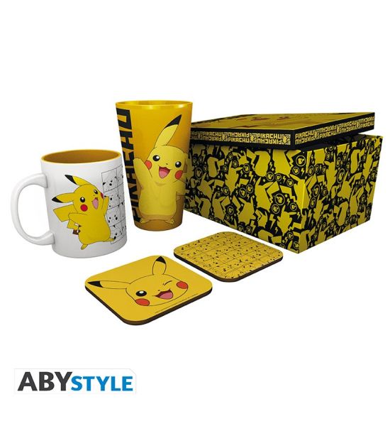 Pokémon: Pikachu Mug, 400ml Glass & 2 Coasters Collectable Gift Box