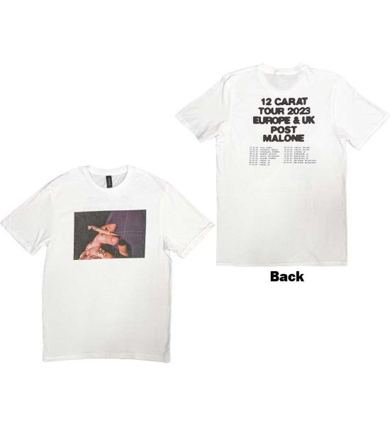 Post Malone: Burn It Down 2023 Tour Dates (Back Print) - White T-Shirt