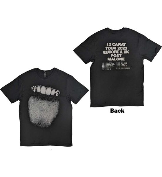 Post Malone: Fangs 2023 Tour Dates (Back Print) - Black T-Shirt