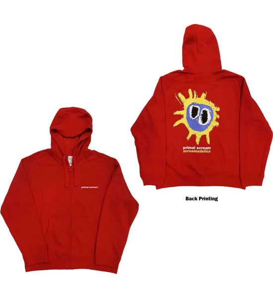 Primal Scream: Screamadelica (Back Print) - Red Zip-up Hoodie