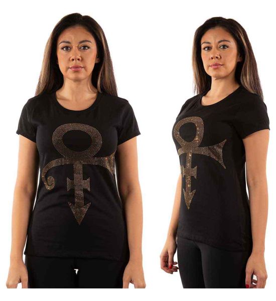 Prince: Gold Symbol (Embellished) - Ladies Black T-Shirt