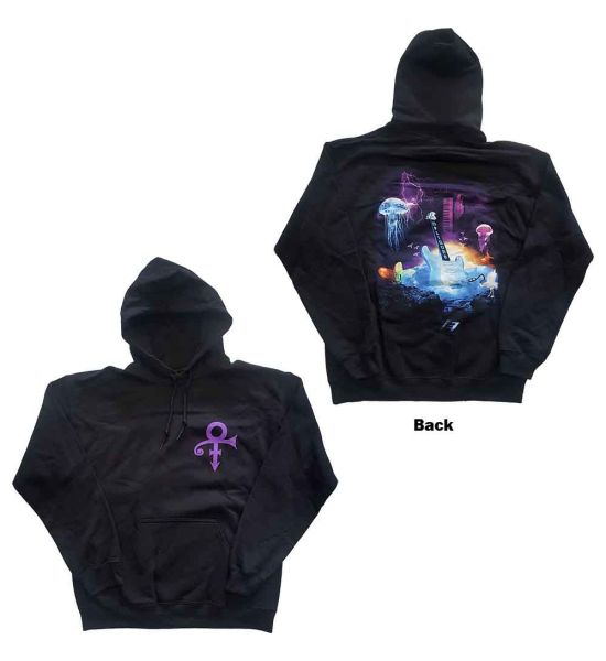 Prince: Lotus Flower (Back Print) - Black Pullover Hoodie