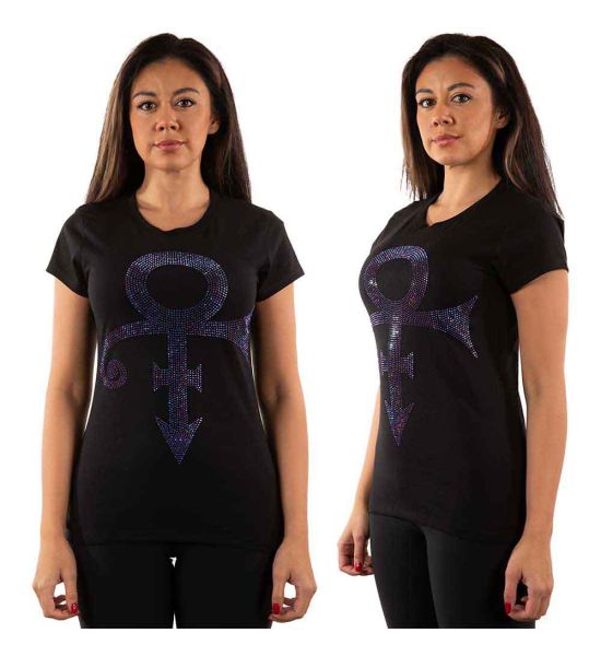 Prince: Purple Symbol (Embellished) - Ladies Black T-Shirt