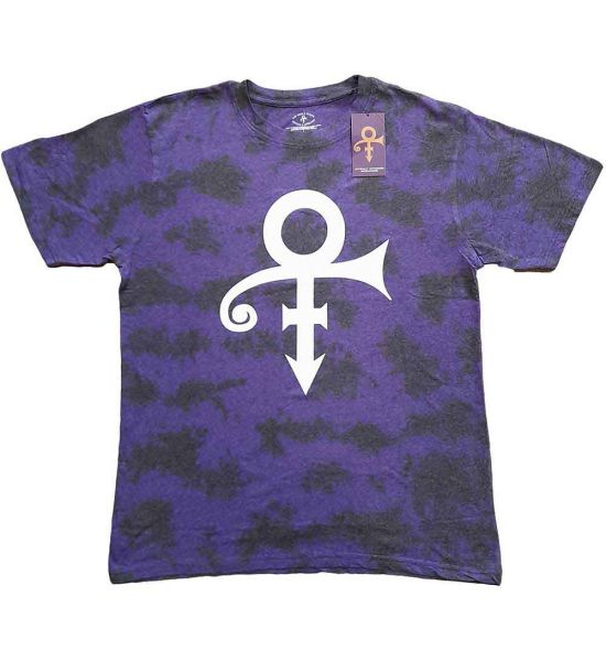 Prince: White Symbol (Dip Dye, Dye Wash) - Black T-Shirt