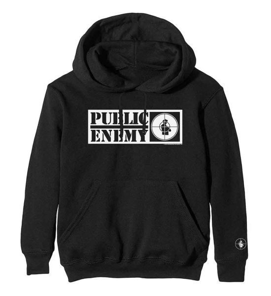 Public Enemy: Crosshairs Logo (Sleeve Print) - Black Pullover Hoodie