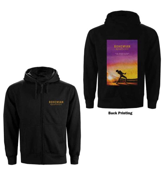 Queen: Bohemian Rhapsody Movie Poster (Back Print) - Black Zip-up Hoodie