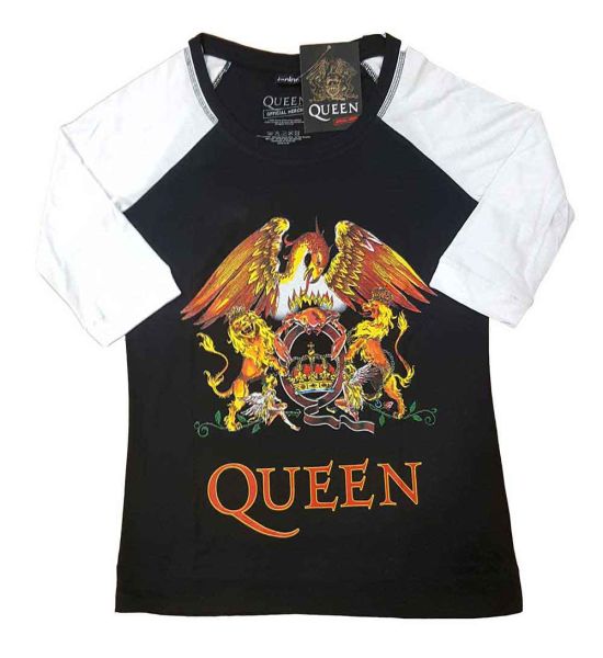 Queen: Classic Crest - Ladies Black & White T-Shirt