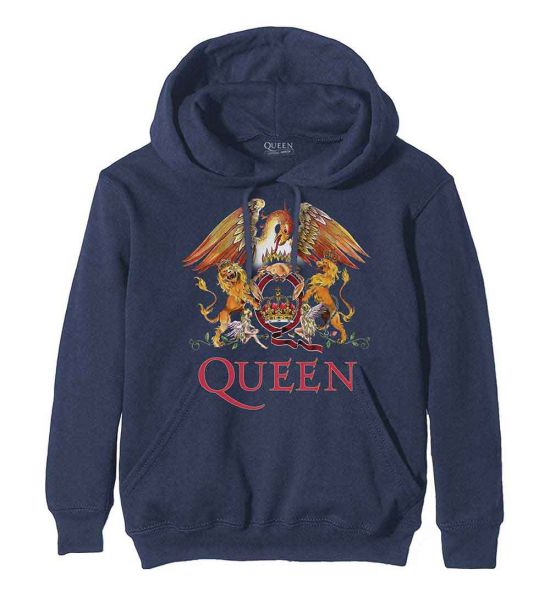 Queen: Classic Crest - Navy Blue Pullover Hoodie