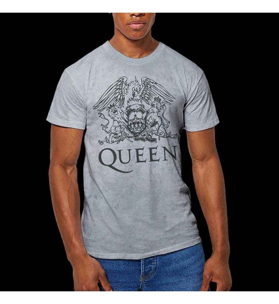 Queen: Crest (Dip Dye, Dye Wash) - Dip-dye On White T-Shirt