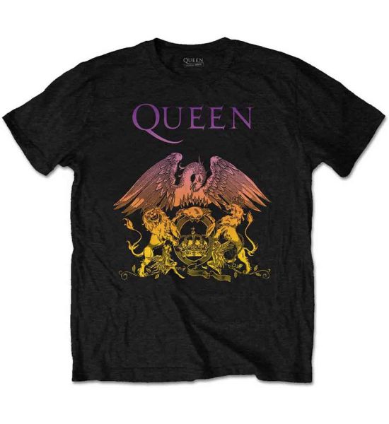 Queen: Gradient Crest - Black T-Shirt