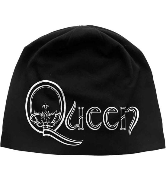 Queen: Logo (Discharge Print) - Black Beanie Hat Preorder