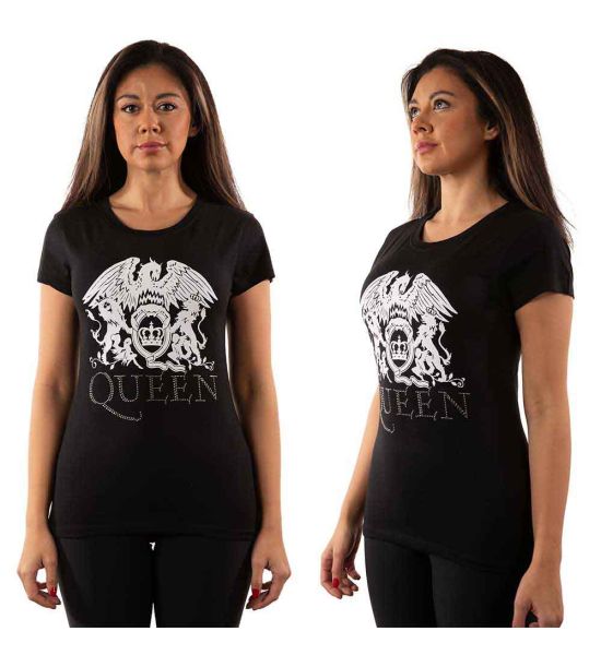 Queen: Logo (Embellished) - Ladies Black T-Shirt