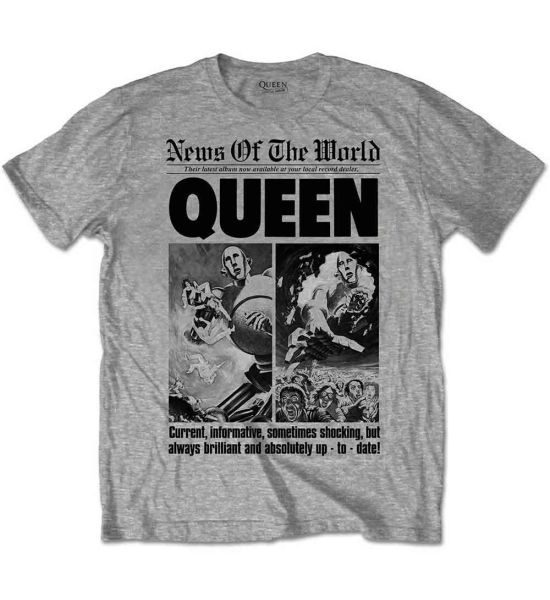 Queen: News of the World 40th Front Page - Grey T-Shirt