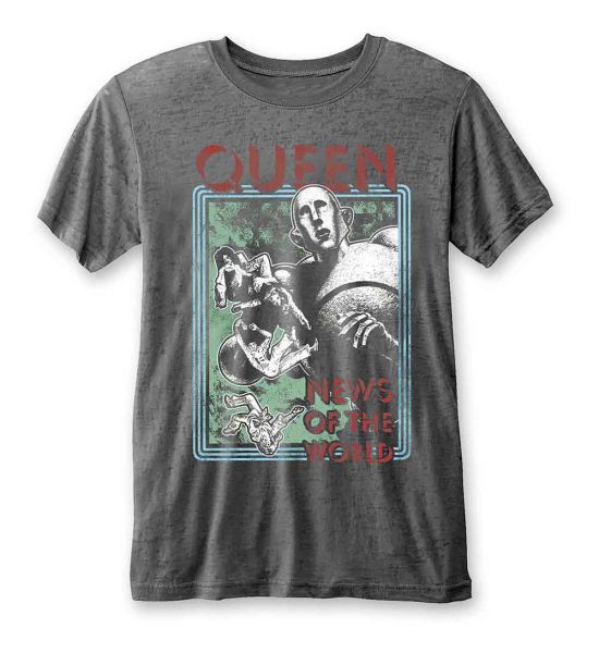 Queen: News of the World (Burnout) - Charcoal Grey T-Shirt