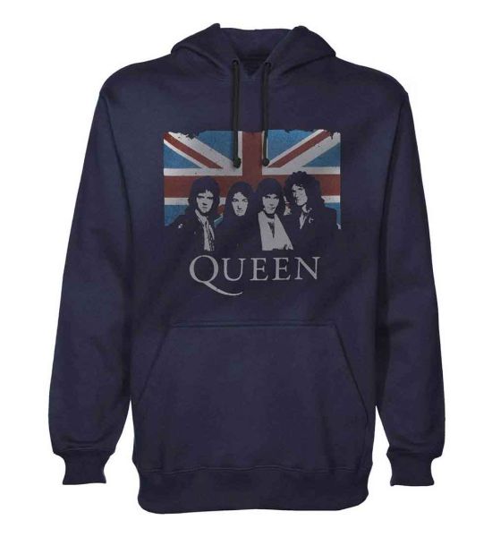 Queen: Union Jack - Navy Blue Pullover Hoodie